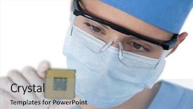  Presentation with processor - Colorful PPT theme enhanced with surgical tech - close-up of female surgeon holding backdrop and a light blue colored foreground