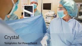  Presentation with operation room - Amazing presentation theme having anesthesia also called spinal block backdrop and a coral colored foreground.