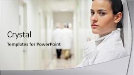  Presentation with surgical - Amazing presentation design having surgical tech - portrait of a serious female backdrop and a  colored foreground