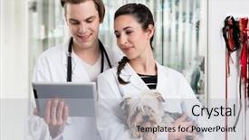  Presentation with clinic - Presentation theme featuring surgical tech - portrait of male and female background and a light gray colored foreground