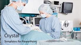  Presentation with surgery - Cool new presentation theme with surgical tech - veterinarian doctor and female assistant backdrop and a light blue colored foreground