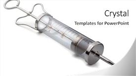  Presentation with syringe - Presentation having surgical tools - big empty metal syringe isolated background and a white colored foreground
