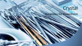  Presentation with surgical dental - PPT theme enhanced with surgical tools - dental equipment low dof special background and a light blue colored foreground