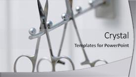  Presentation with clinic - Theme enhanced with surgical tools - scissors on a white background background and a  colored foreground