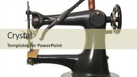  Presentation with sewing tools - Slides with surgical tools - vintage sewing-machine isolated on white background and a mint green colored foreground