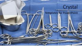  Presentation with surgical - Cool new slide deck with surgical tools on tray backdrop and a teal colored foreground