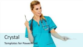  Presentation with nurse and patient holding hands - Cool new slides with surgical wounds - female nurse holding gauze backdrop and a cyan colored foreground