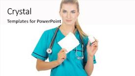  Presentation with hydrogen - Slide set having surgical wounds - female nurse holding gauze background and a white colored foreground