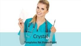  Presentation with surgical nurse - PPT layouts featuring surgical wounds - female nurse holding gauze background and a teal colored foreground