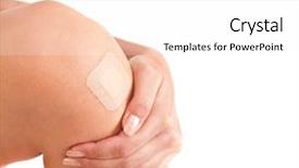  Presentation with plaster - Presentation consisting of surgical wounds - hands of a young doctor background and a white colored foreground