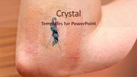  Presentation with wound - PPT theme with surgical wounds - wound with stitches after surgery background and a coral colored foreground