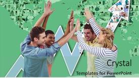  Presentation with digital image - Colorful presentation design enhanced with surgon - digital image of hipsters giving backdrop and a seafoam green colored foreground