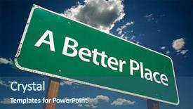  Presentation with highway road sign - Presentation theme with surpass - better place road sign background and a ocean colored foreground