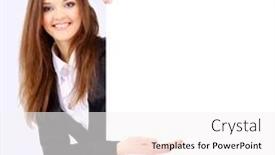  Presentation with blank - Presentation theme featuring surpriced-woman-holding-sign-portrait background and a white colored foreground