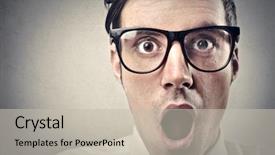  Presentation with worker - PPT layouts having surprise - screaming office worker background and a soft green colored foreground