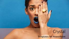  Presentation with colorful eye - Amazing slide deck having surprise covering one eye backdrop and a coral colored foreground