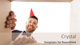  Presentation with happy birthday - Amazing PPT theme having surprise-delivery-and-holiday-concept backdrop and a lemonade colored foreground