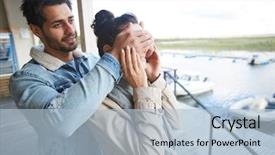  Presentation with seaport - Presentation theme consisting of surprise for her at seaport background and a  colored foreground