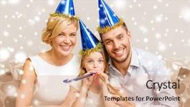  Presentation with birthday celebration - Slide set consisting of surprise party - celebration family holidays and birthday background and a coral colored foreground