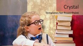  Presentation with france flag - Presentation theme consisting of surprise pupil looking at books against france flag in grunge effect background and a lemonade colored foreground