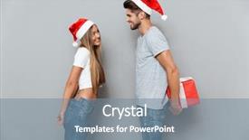  Presentation with hat - Slides consisting of surprise for woman in santa' background and a seafoam green colored foreground