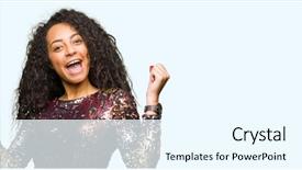  Presentation with curly hair - Amazing PPT theme having surprised and amazed for success backdrop and a  colored foreground