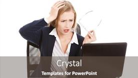  Presentation with believe - Cool new theme with surprised and curious business woman cannot believe what she sees in the laptop screen isolated on white backdrop and a tawny brown colored foreground