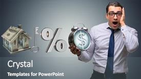  Presentation with interest rate liberalization - Slide set enhanced with surprised at high interest mortgage background and a gray colored foreground