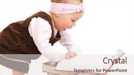  Presentation with baby book - Beautiful PPT theme featuring surprised baby looking at the book with an open moth backdrop and a lemonade colored foreground