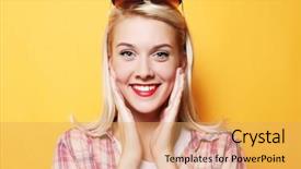  Presentation with mouth - Slide deck consisting of surprised beautyful woman with opened background and a  colored foreground