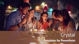  Presentation with believe - Slide deck with surprised-birthday-girl-in-front background and a tawny brown colored foreground