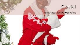  Presentation with black white tree - Slide deck featuring surprised black santa claus background and a coral colored foreground