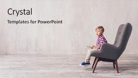  Presentation with control - Beautiful theme featuring surprised boy with a remote backdrop and a  colored foreground