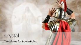  Presentation with roman soldier - Presentation theme consisting of surprised by angel at jesus background and a light gray colored foreground