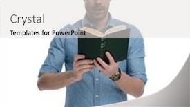  Presentation with book - Amazing presentation having surprised-casual-reading-book backdrop and a light gray colored foreground