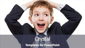  Presentation with child boy hold basket - Slide deck enhanced with surprised child boy in business background and a tawny brown colored foreground