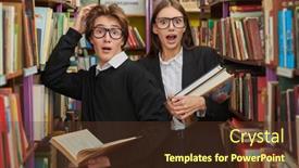  Presentation with black students - Presentation enhanced with surprised-clever-modern-students background and a tawny brown colored foreground