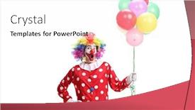  Presentation with balloons - Audience pleasing slide deck consisting of surprised-clown-holding-a-bunch backdrop and a white colored foreground