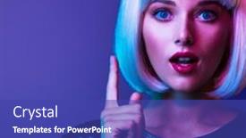  Presentation with glamour - Amazing PPT layouts having surprised-face-of-glamour-girl backdrop and a royal blue colored foreground
