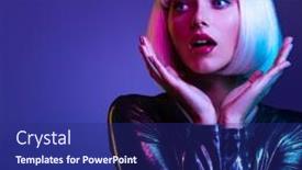  Presentation with glamour - Beautiful slide set featuring surprised-face-of-glamour-girl backdrop and a navy blue colored foreground