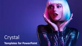  Presentation with glamour - PPT theme with surprised-face-of-glamour-girl background and a navy blue colored foreground