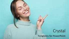  Presentation with weight loss woman showing - Slide deck featuring surprised funny woman showing empty background and a  colored foreground