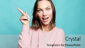  Presentation with copy space - PPT layouts having surprised funny woman showing empty background and a  colored foreground