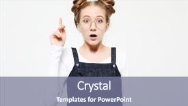  Presentation with empty - Beautiful slide deck featuring surprised funny woman showing empty backdrop and a  colored foreground