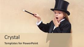  Presentation with magic show - Theme enhanced with surprised magician girl with magic background and a lemonade colored foreground