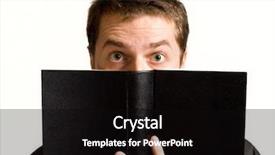  Presentation with black man - Colorful presentation theme enhanced with surprised man above black book backdrop and a  colored foreground