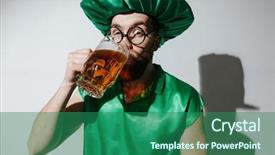  Presentation with costume - Presentation theme having surprised man in st patriks background and a  colored foreground