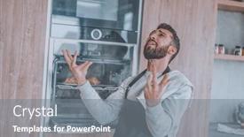  Presentation with burnt - PPT theme having surprised-man-standing-near background and a gray colored foreground