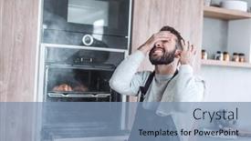  Presentation with burnt - Presentation design with surprised-man-standing-near background and a seafoam green colored foreground