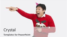  Presentation with white christmas - Cool new theme with surprised man wearing christmas sweater backdrop and a white colored foreground
